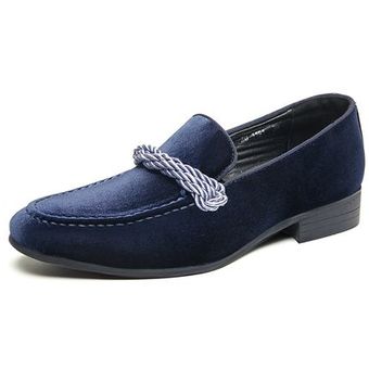 Borla Zapatos formales para hombre Mocasines de ocio Vestido de fiesta de cuero de gamuza de gama alta Calzado Azul 
