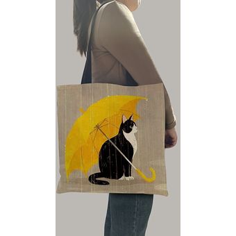 Bolso de mano coreano con estampado de gato de dibujos animados pers 