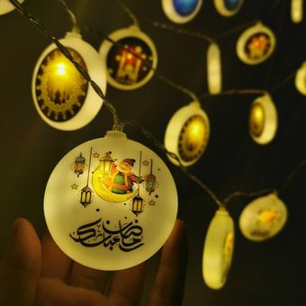 Decoraciones Ramadán Luna estrella Led cadena de luces EID Mubarak d 