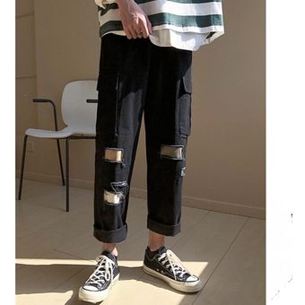 Pantalones de chándal bordados de estilo japonés para hombre,ropa de calle de Hip Hop,pista corredores,Cargo,informal #22 