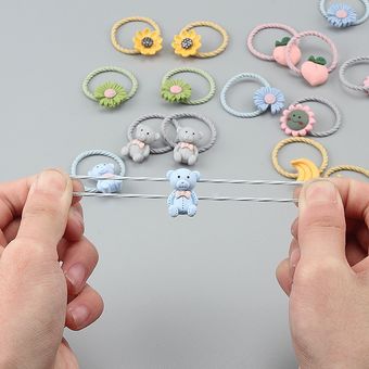 accesorios para el cabello para niña De coleteros de goma elástica con diseño de animales para niña 2 uds 