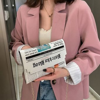 Bolso tipo sobre de tendencia para mujer bolso de mano de periódico XYX 