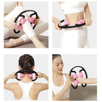 Rodillo de masaje de Yoga para mujer,Rodillo con forma de U para Pilates,brazo,pierna,cuello,tejido muscular,gimnasio,Pilates,4 ruedas 