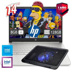 Laptop HP 14" Intel - 128GB 8GB W11 - Año de garantia + Ba...