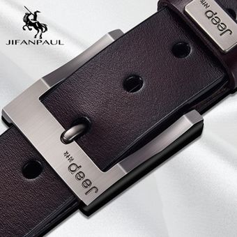Jifanpaul-Cinturón De Piel Auténtica Para Hombre Cinturón De Marca De Lujo Con Hebilla De Aleación De Alta Calidad Para Jóvenes Retro De Negocios Con Pantalones Vaqueros Nuevo 