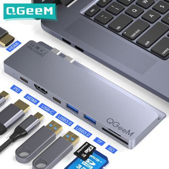 Qgeem Usb C concentrador Dock para Macbook Pro Sd Tf lector de tarjetas Pd 