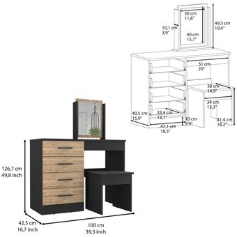 Mueble tocador wesley miel y blanco RTA DESIGN