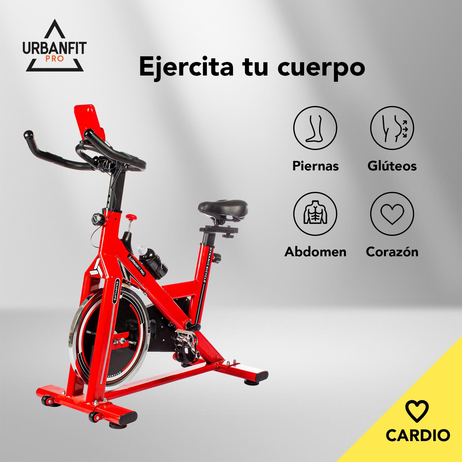 Bicicleta Estatica Spinning Profesional Indoor 18 Kg Cardio-Blanco-Blanco-Rojo