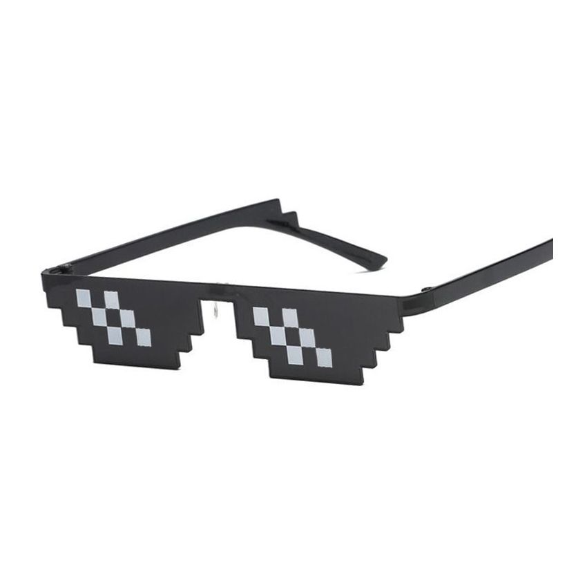 Gjyia New Thug Life Gafas Trata con Las Gafas de Sol IT Black Pixilated Mosaic Sunglasses Black   Un tamaño 
