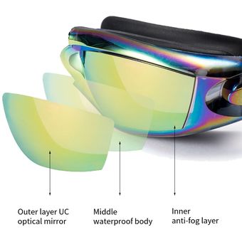Tapones impermeables para gafas de natación HD electrochapado profesional gafas de silicona para adultos Anti-UV hebilla de tracción antiniebla 