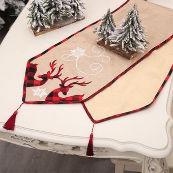 Navidad Decorativo Mantel Bordado Lino Lino Tabla de Navidad 