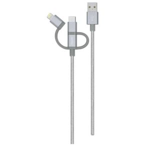 CABLE LIGHTNING, MICRO USB Y CABLE TIPO C, BLANCO