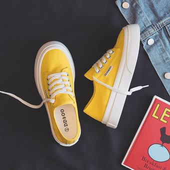 Zapatos casuales de lona para mujer-Amarillo 