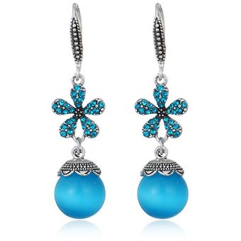 Pendientes De Ópalo Azul Femenino Retro Pendientes De Ojo De 