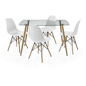 Comedor Dortmund/Oslo con 4 sillas Color Blanco y Natural TU GOW