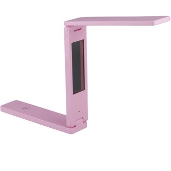 Reloj-Pink LCD plegable LED Lámparas de mesa regulable Luz portátil de lectura lámpara de escritorio Touch Control 