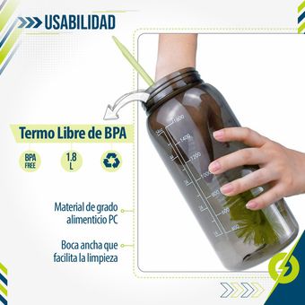 Botella Termo De Agua Gym Gimnasio Pbold Con Medicion Verde