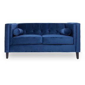 Sochic - Sofá de 2 plazas Elegancia terciopelo Madison - Azul y Negro