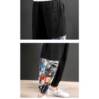 linternas Harun ropa nacional para hombres pantalones de Kung Fu ocio Pantalones chinos ropa Oriental para hombres WOT #Navy 