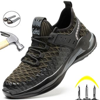 Botas de seguridad de trabajo para hombre zapatillas de trabajo ligeras y cómodas zapatos indestructibles con punta de acero 