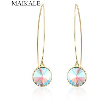 Pendientes De Caída Nuevos De Maikale Rosa De Cristal Largos 