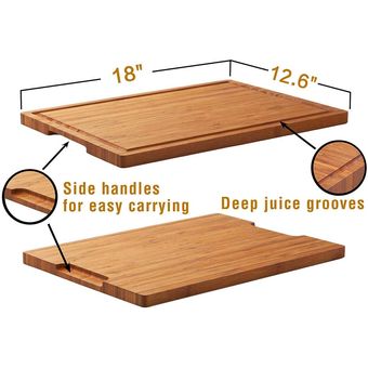 Tabla de cortar grande de madera para cocina, tablas de cortar de bambú  para cocina con ranura profunda para jugos, tablas de cortar de madera