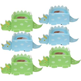 10 Uds dinosaurio verde azul Cookie caja para Baby Shower caja de ca 