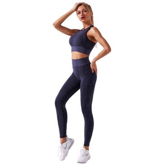 Conjuntos de Yoga sin costuras para mujer Sujetador deportivo corto ropa d 