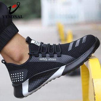 calzado antigolpes VESONAL-botas de trabajo informales de verano para hombre zapatillas transpirables con punta de acero seguridad para construcción zapatos de seguridad 
