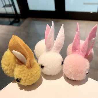 1pc Lindo Bola De Pelo De Conejo Ring Mujer Corea Del Sur De 
