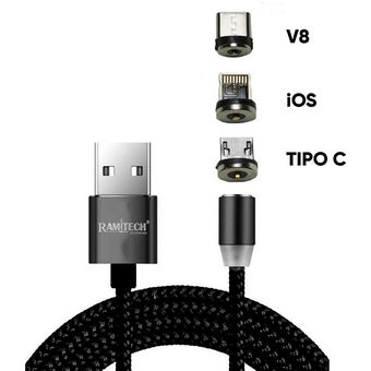 Cable Cargador Magnético Intercambiables 3 En 1 Tipo C+ip+v8