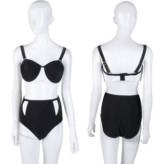 Señoras de las mujeres del bikiní de la conexión de cable del enchufe Tamaño sujetador empuja hacia arriba la parte inferior del traje de baño de la playa 