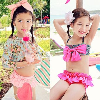Baby Girls Kid Swimwear Bikini Faldas Tankini Patrón Floral Swimsuits 