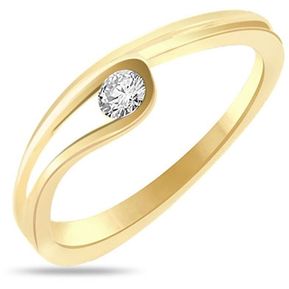 Anillo de compromiso de oro amarillo de 14Kt con diamante natural de .15ct
