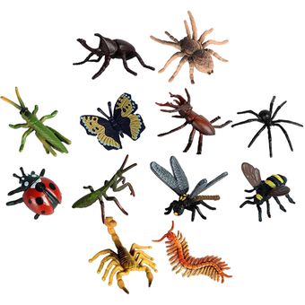 12 piezas de plástico realista insecto modelo figura juguetes Bug 