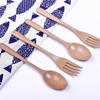 Japonés Solid Wood Children's Spoon Fork Vepteware Single Spoon Setware Set 