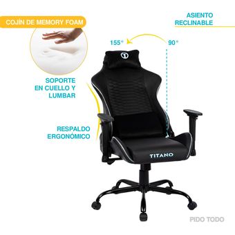 Silla Gamer con Luz RGB Cojín Masajeador Lumbar Ergonómica con Reposapiés  Reclinable Rojo y Negro