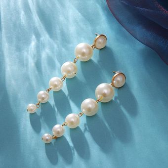 Nuevos Pendientes De Pendientes De Perlas De Geometría Retro 