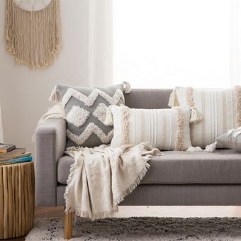 Funda de almohada con borlas de encaje cojín decoración del hogar 