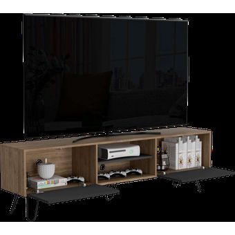 Mesa Para Tv Lara, Miel y Plata Oscuro, Para Televisor de 70