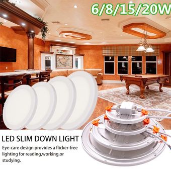 6W  8W  15W  20W Empotrable 304080100 Panel de luz LED Luces de techo Downlight Orificio para lámpara Accesorio ajustable Blanco AC110-240V 