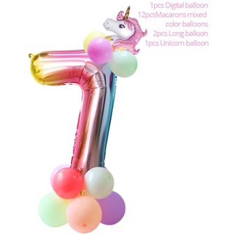 cartel de feliz cumpleaños Columna de globos con forma de unicornio para niños 
