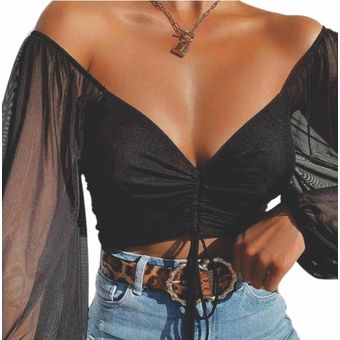 Blusa de manga larga negra hot sale