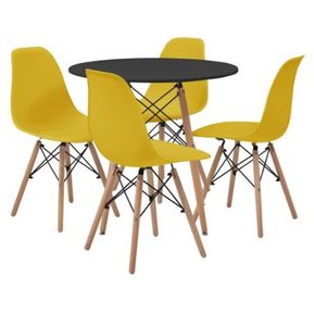 Comedor Munich/Oslo con 4 sillas Color Negro y Amarillo TU GOW