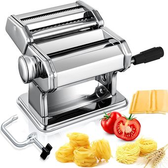 Maquina Hacer Pasta Manual Rollera Spaguetti Ajusta Espesor Color Blanco