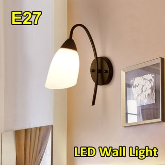 E27 moderno de pared LED luz del dormitorio Lámparas de cristal Lámparas de pared Iluminación de escalera-White Light 