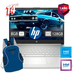 Laptop HP 14" Intel - 128GB 8GB W11 - Año de garantia + Mo...