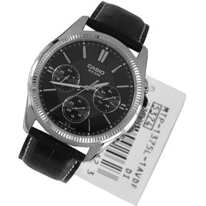 Reloj Casio MTP-1375L HOMBRE CUERO NEGRO  CALENDARIO  ORIGINAL