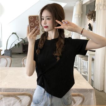 65% Camiseta De Algodón Tops Cortos De Verano Para Camiseta De Manga Corta 