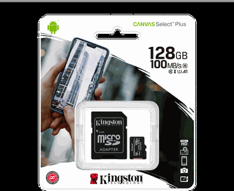 Kingston - Memoria Micro SD Kingston 128GB Canvas Select Plus A1